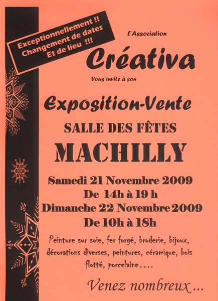 Crativa Saint-Cergues: Expo vente  la salle des ftes de Machilly le 21 et 22 novembre