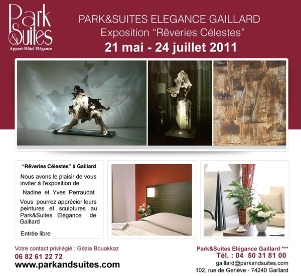 Rêveries Célestes, exposition peintures et sculptures au Park and Suites Hôtel, 102 rue de Genve  Gaillard du 21 mai au 24 juillet 2011
