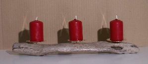 Bougeoir bois flotté support trois bougies