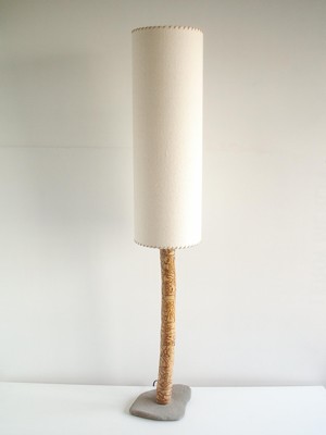 Luminaire Lampe bois flotté sculptée par la nature Abat-jour cylindrique
