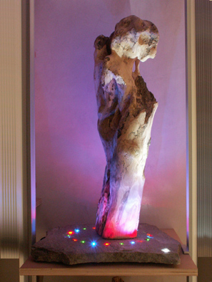 Luminaire Izar sculpture bois flotte et leds - cliquez pour voir la video