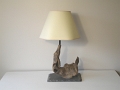 14 - lampe de chevet en bois flotté - Hauteur 48cm avec abat-jour conique à facettes