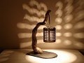 16 - Lampe suspendue en bois flotté - Hauteur 45cm avec abat-jour Dia.13cm Haut.13cm - Socle en ardoise