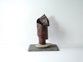 2 - Sculpture tôle rouillée, galet et ardoise