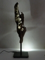 8 - Biham - Sculpture lumineuse led en bois flotté - Support métal
